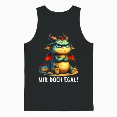T-Shirt with German Text "mir Aber Egal Drachen" [german Language], Black, S Unisex Tank Top - Black