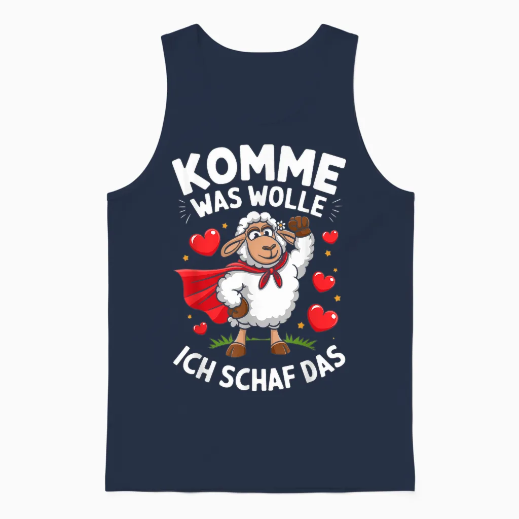 Komme Was Wolle Ich Schaf Das Lustiger Spruch Witziges Unisex Tank Top in Navy