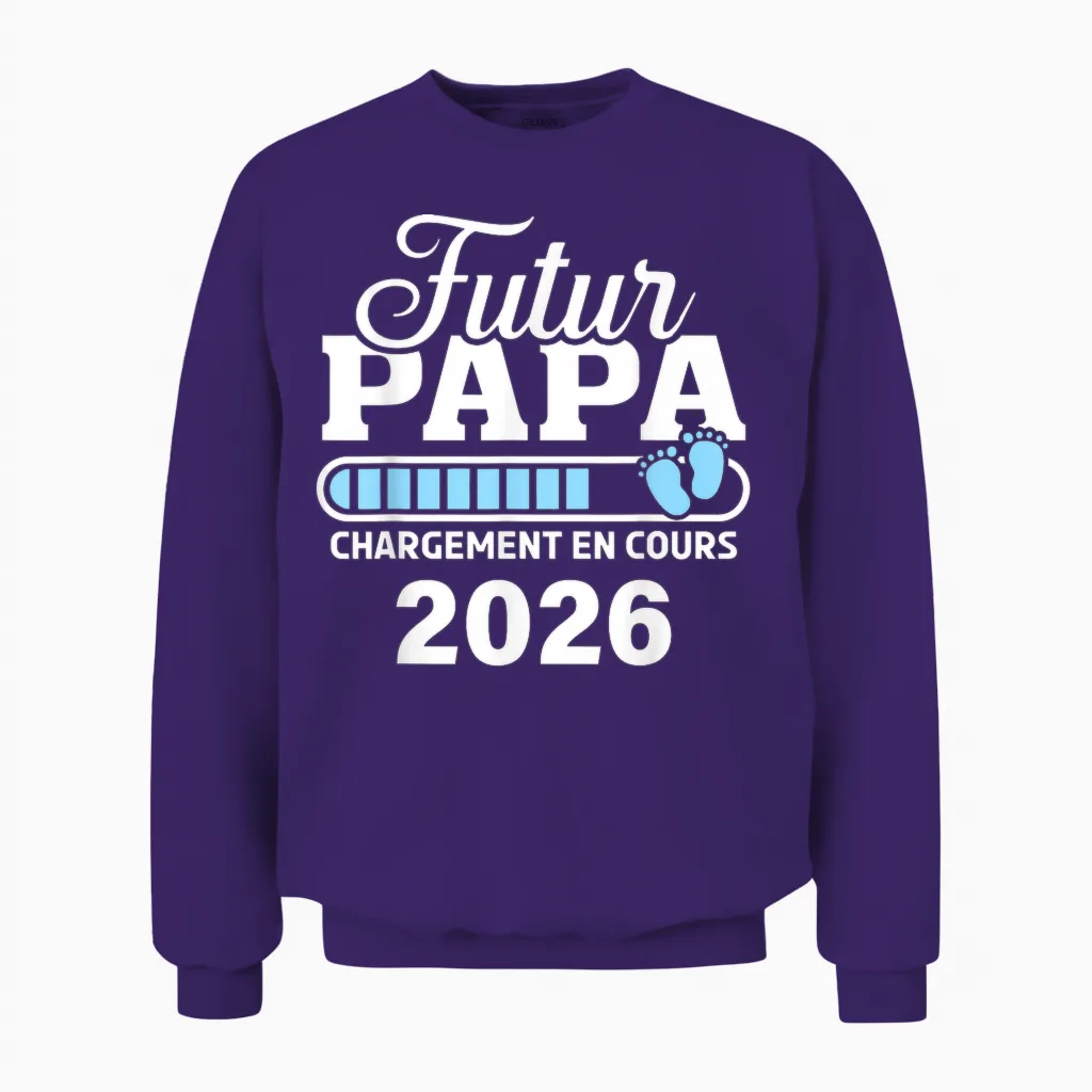 Je Vais être Papa 2026 T-Shirt Man Future Papa 2026 Unisex Sweatshirt in Purple
