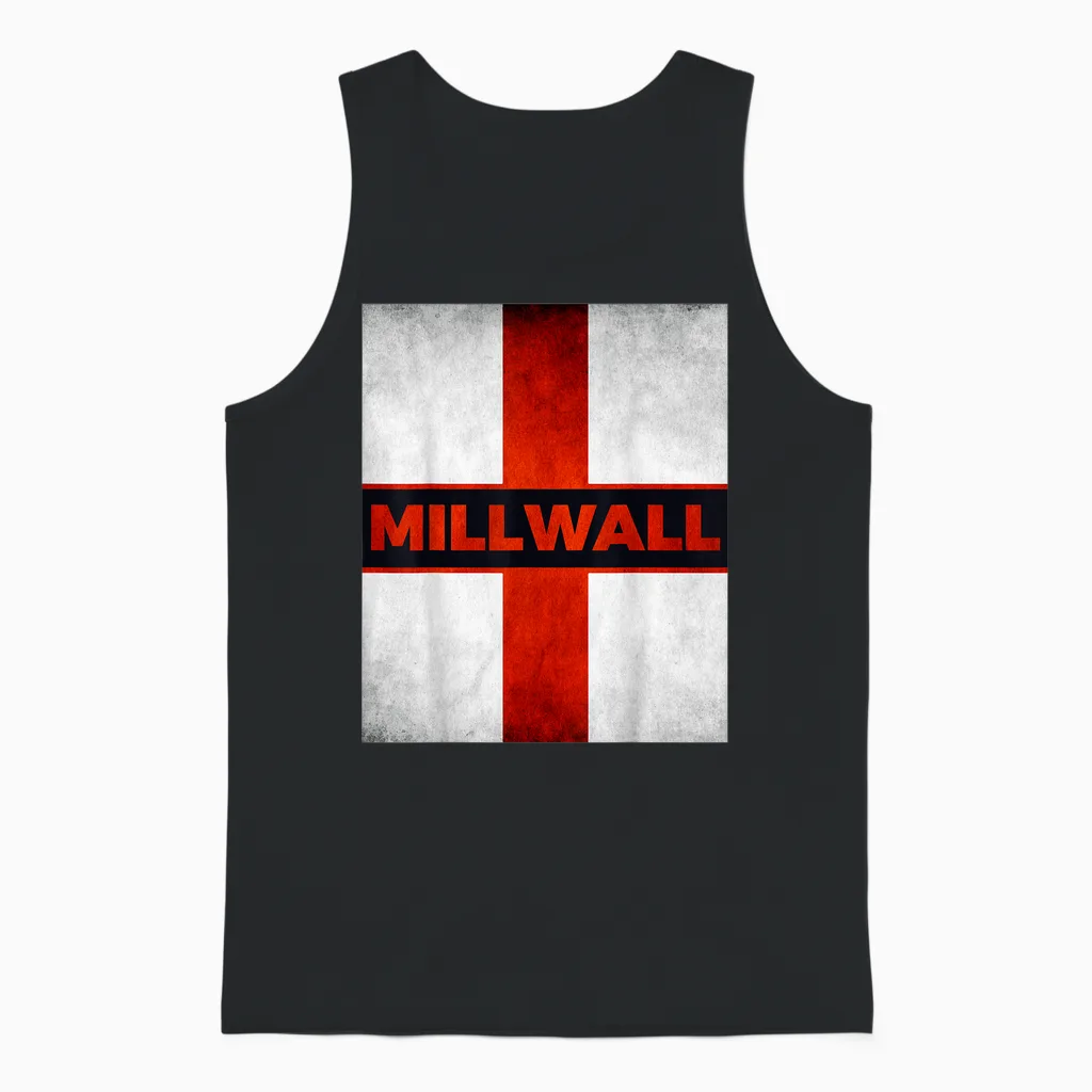 Millwall England Englische Flagge Vintage Unisex Tank Top in Black