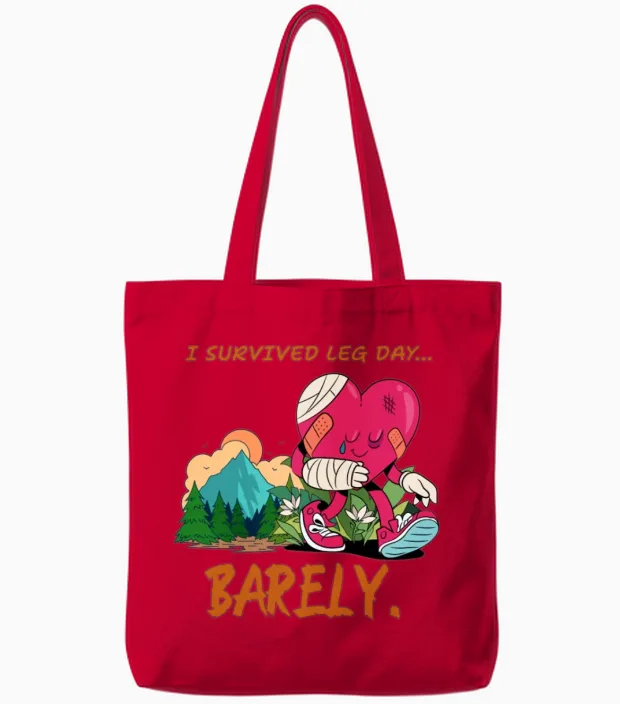 Funny Heart T-Shirt Design, Fitness and Wellness Tote Bags in Red