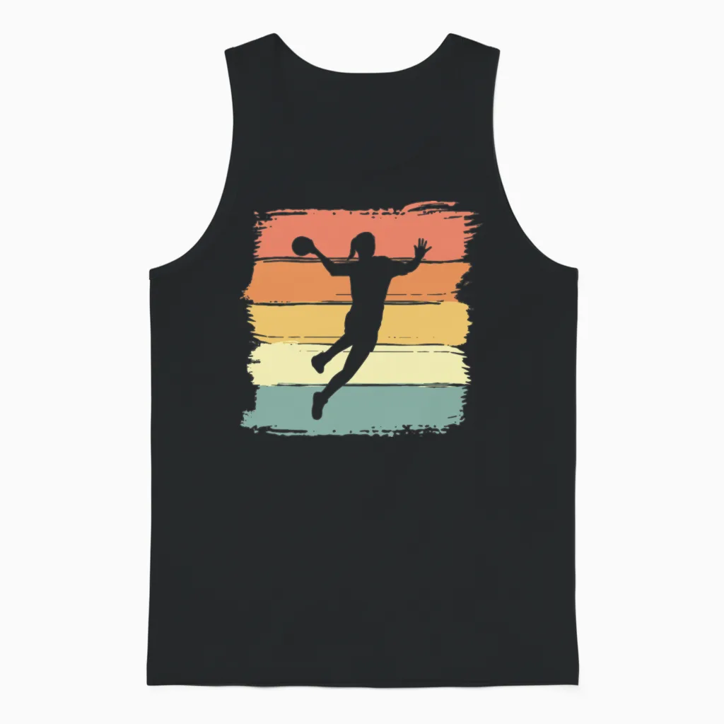Handball Woman Retro Unisex Tank Top in Black