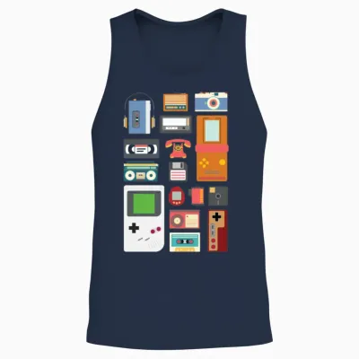Retro 90's Technology Gadgets Gift Unisex Tank Top - Navy