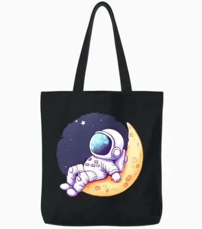 Funny Astronaut Tote Bags - Black