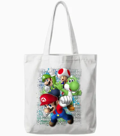 Nintendo Super Mario Luigi Paint Splatter Action Tote Bags - White