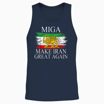 Iranian Shirt Make Iran Great Again Emblem of Iran Miga Gift Unisex Tank Top - Navy