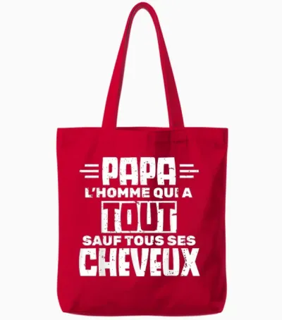 Papa the Man Who Has Everything but All His Hair Baldness Tote Bags - Red