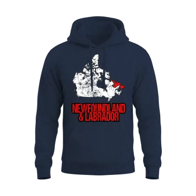 Newfoundland & Labrador Vintage Canada Map Unisex Hoodie - Navy