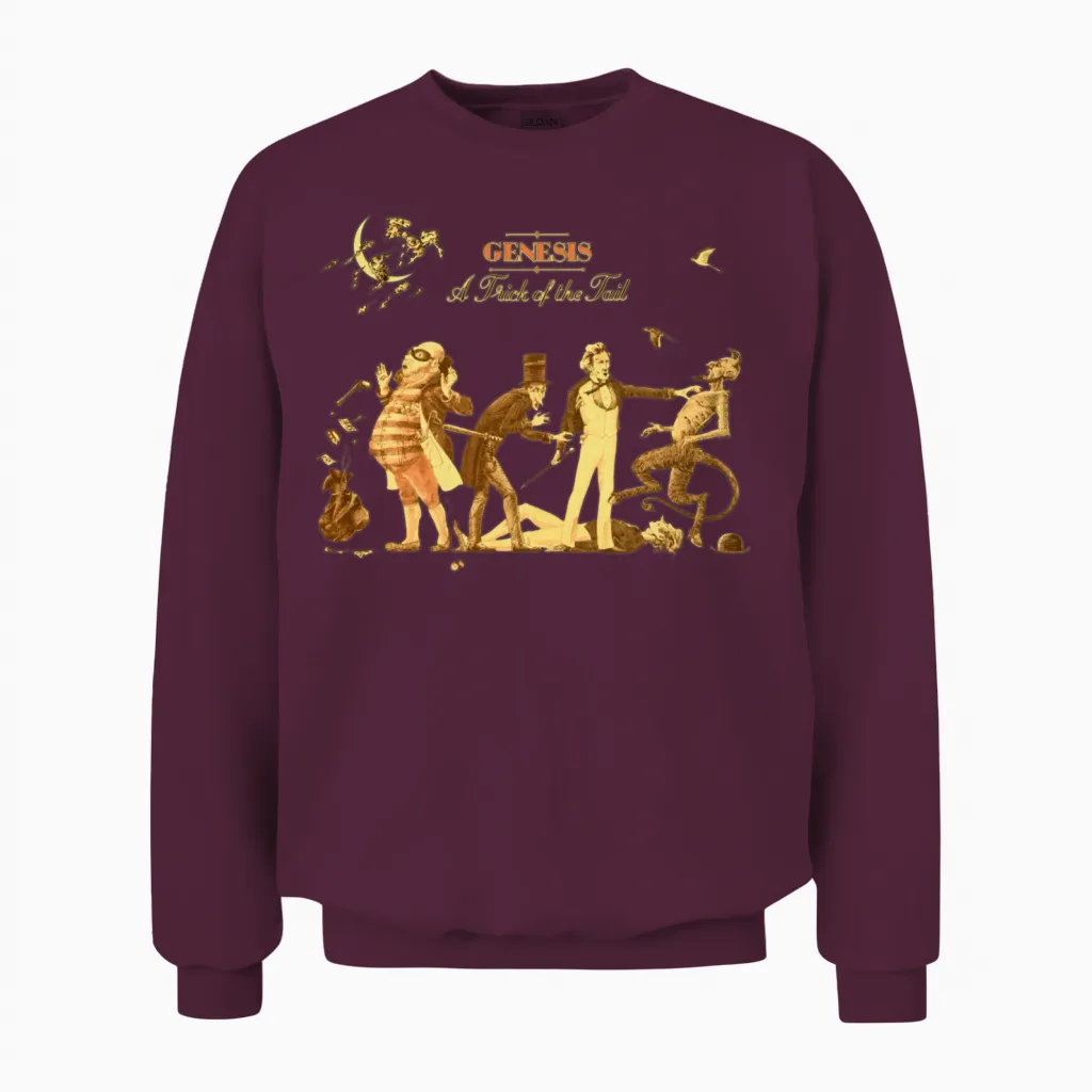Genesis a Trick of the Trail Album Cover Unisex Sweatshirt in Maroon
