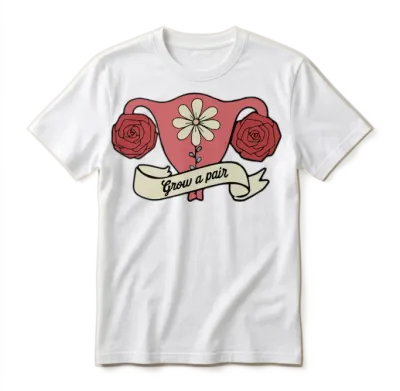 Grow a Pair Funny Uterus Unisex T-Shirt - White