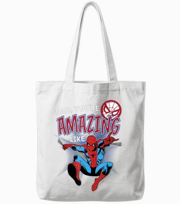 Marvel Spider-Man Amazing Dad Father's Day Tote Bags in White