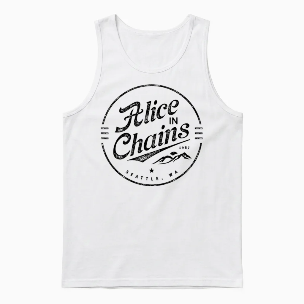 Alice in Chains Logo T-Shirt, Gray, S Unisex Tank Top in White