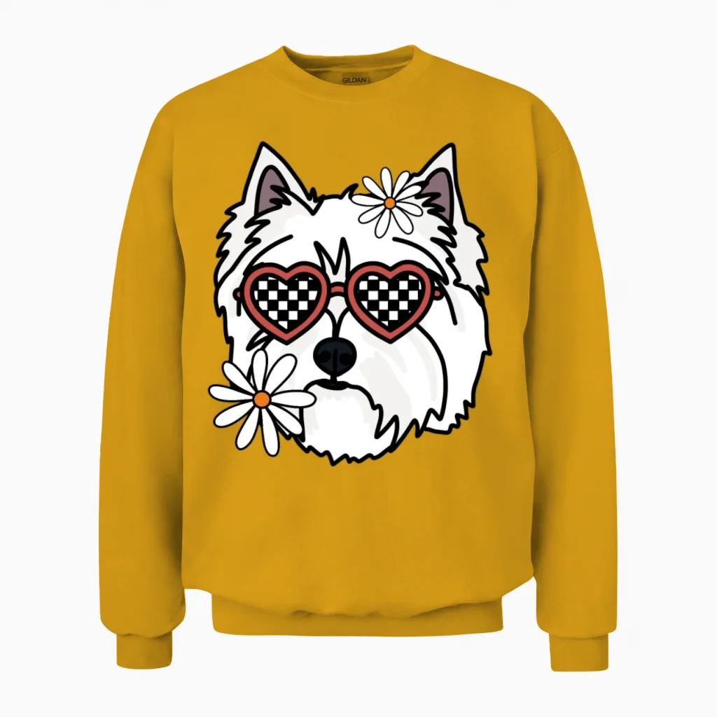 Westie Retro Dog - Lovers Unisex Sweatshirt in Gold