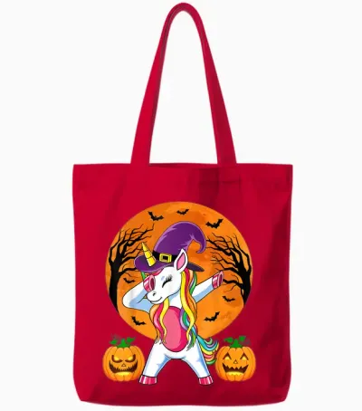 Süße Hexe Einhorn Halloween Witchy Unicorn Kürbis Mädchen Tote Bags - Red