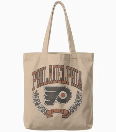 Philadelphia Flyers Vintage Victory Gray Officially Licensed Tote Bags - Natural
