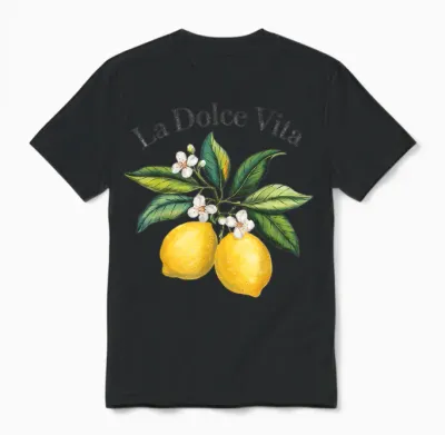 La Dolce Vita Lemon Italian Summer Limoncello Amalfi Coast T-Shirt, White, S Unisex T-Shirt - Black
