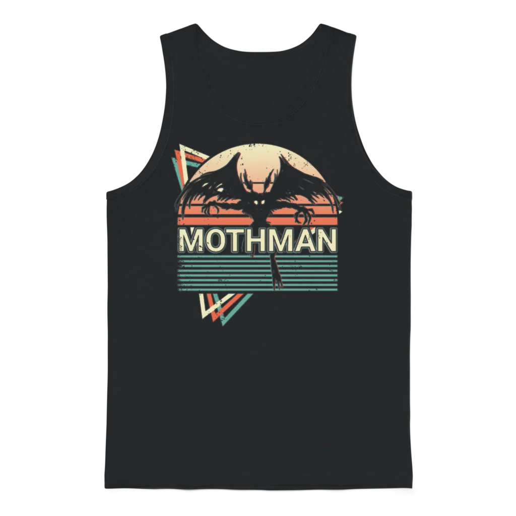 Mothman Cryptid Cryptozoology Retro Unisex Tank Top - Black