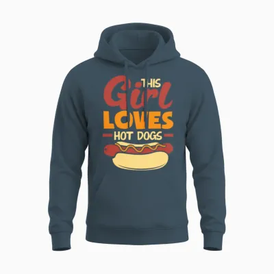 This Girl Loves Hot Dogs Fun Statement Unisex Hoodie - Dark Heather
