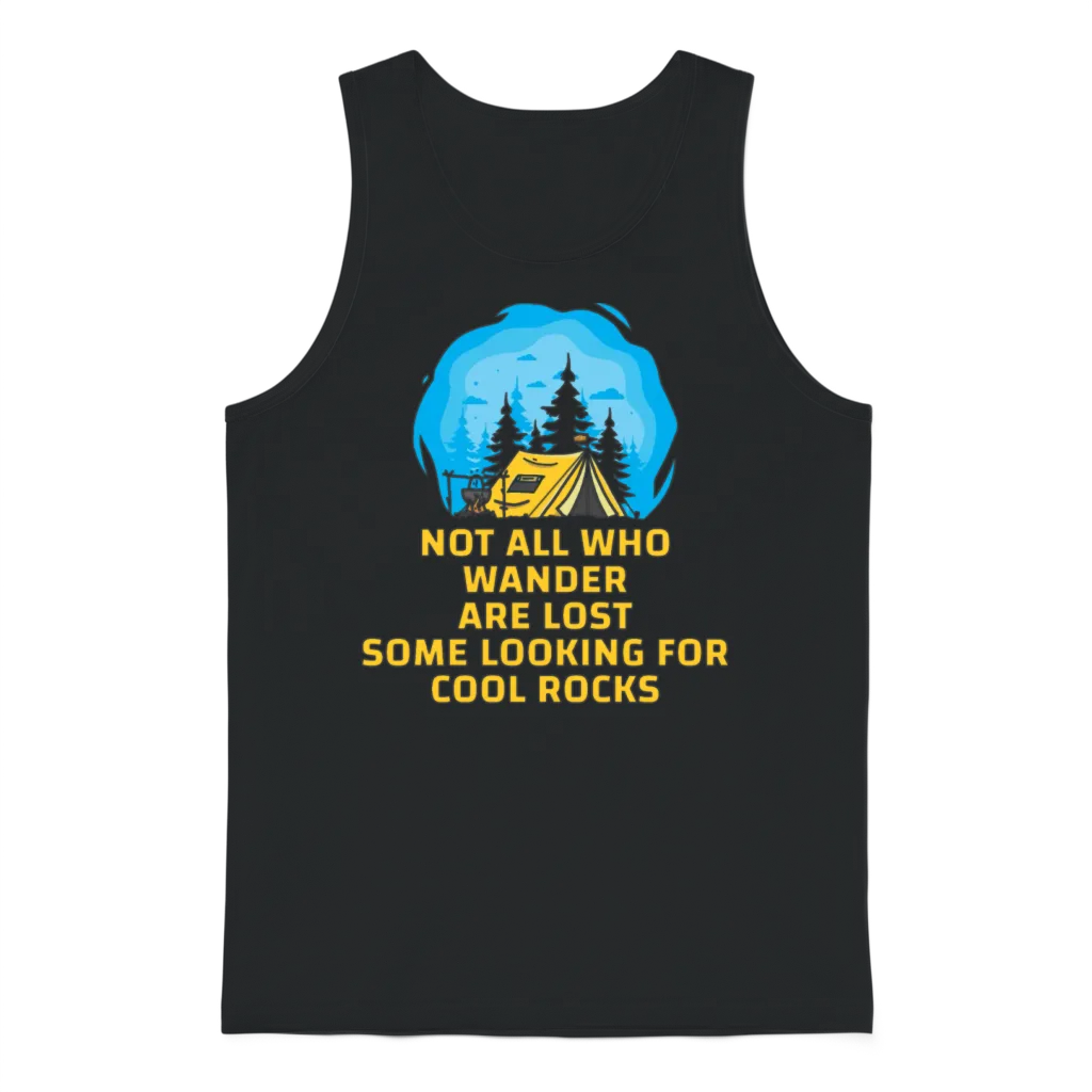 Wander Some Looking for Cool Rocks Unisex Tank Top - Black