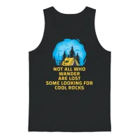 Wander Some Looking for Cool Rocks Unisex Tank Top - Black – 1