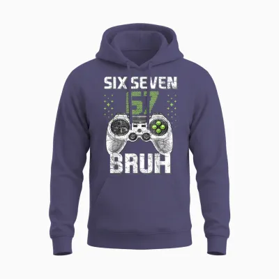 Six Seven 67 Bruh Gaming Birthday Boy Gift for Kids Boys Unisex Hoodie - Heather Sport Dark Navy