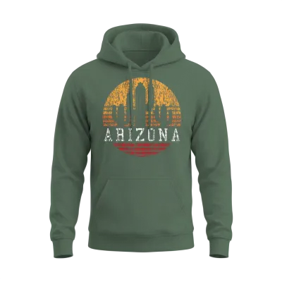 Arizona Vintage Retro Cactus Unisex Hoodie - Military Green