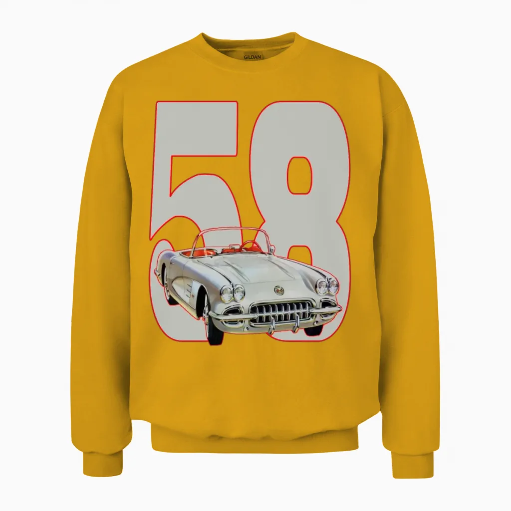1958 Corvette Unisex Sweatshirt in Gold