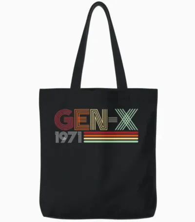 Gen X 1971 Retro Generation Xer Vintage Text Style T-Shirt Haut De Gamme Tote Bags - Black