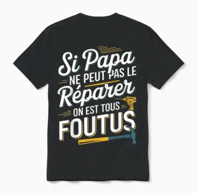 Si Papa Can't Fix It Funny Father's Day Unisex T-Shirt - Black
