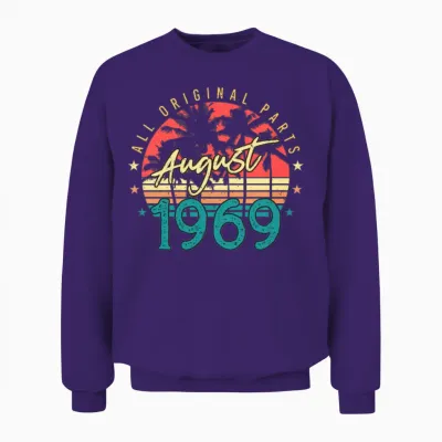 1969 August Retro Unisex Sweatshirt - Purple