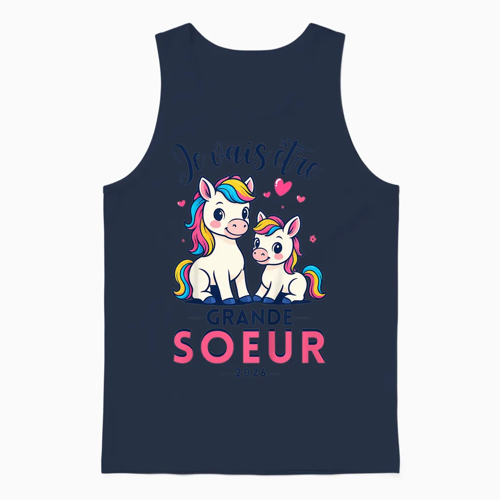 Child Future Big Sister 2026 Daughter Future Sister Announcement Gift Unisex Tank Top in Navy