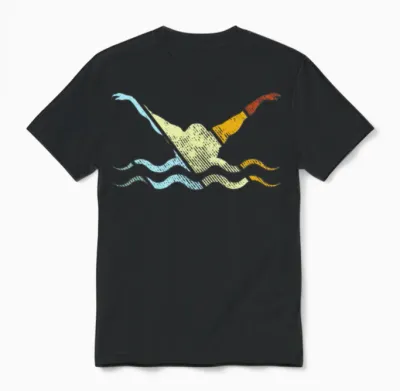 Swimming Retro Unisex T-Shirt - Black