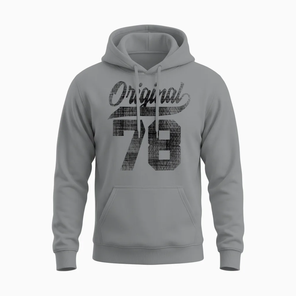 46th Birthday Original Men Women Vintage 1978 T-Shirt, White Unisex Hoodie in Sport Grey