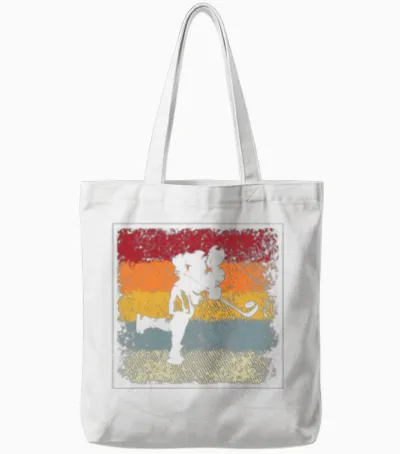 Ice Hockey Retro Tote Bags - White