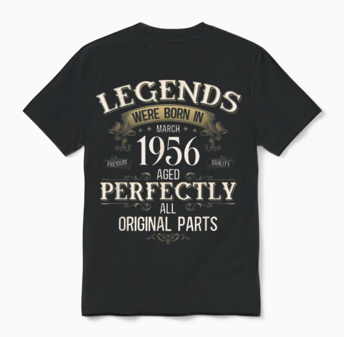 70 Ans Anniversaire Homme Cadeau Mars 1956 Vintage Unisex T-Shirt in Black