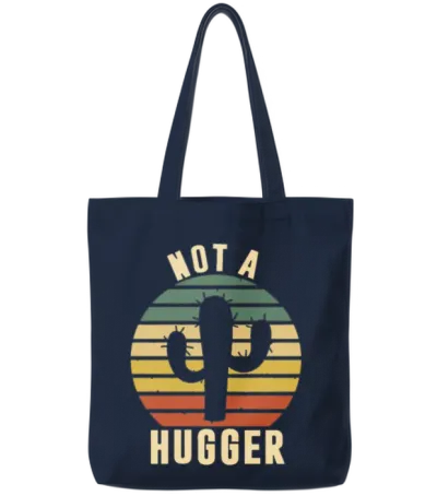 Not a Hugger Retro Funny Tote Bags - Navy