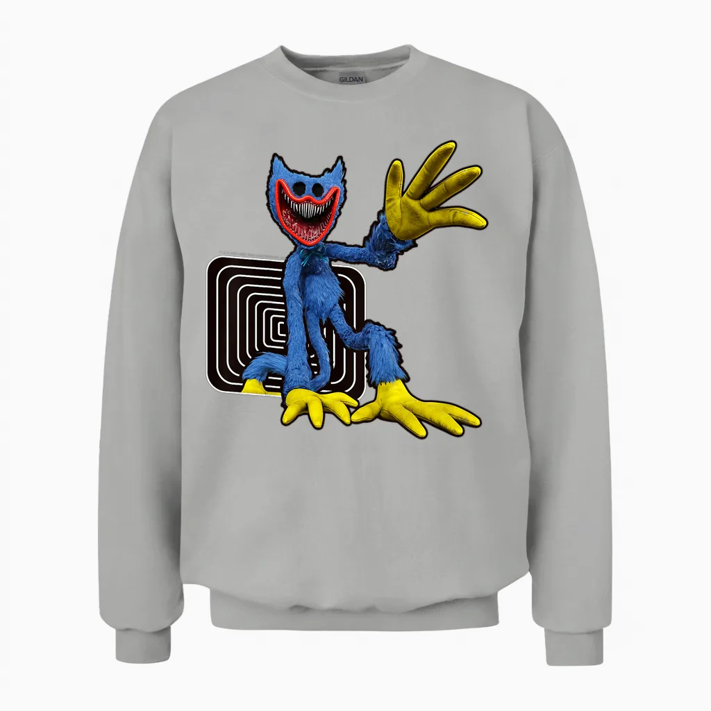 Kinder Poppy Playtime Nightmare Huggy Wuggy Von Deep Sleep Unisex Sweatshirt in Ash