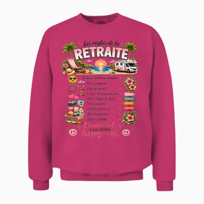 Cadeau Retraitée Femme Original Les Règles De La Retraite Unisex Sweatshirt - Heliconia
