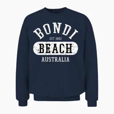 Vintage College Style Bondi Beach Australia Graphi Unisex Sweatshirt - Navy