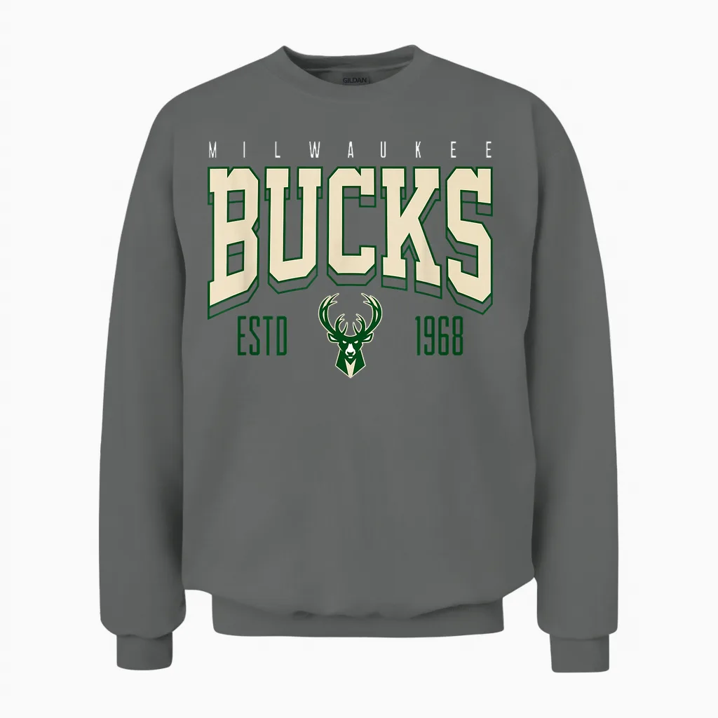 Offizieller Nba-Battle-Test Der Milwaukee Bucks Unisex Sweatshirt in Graphite Heather