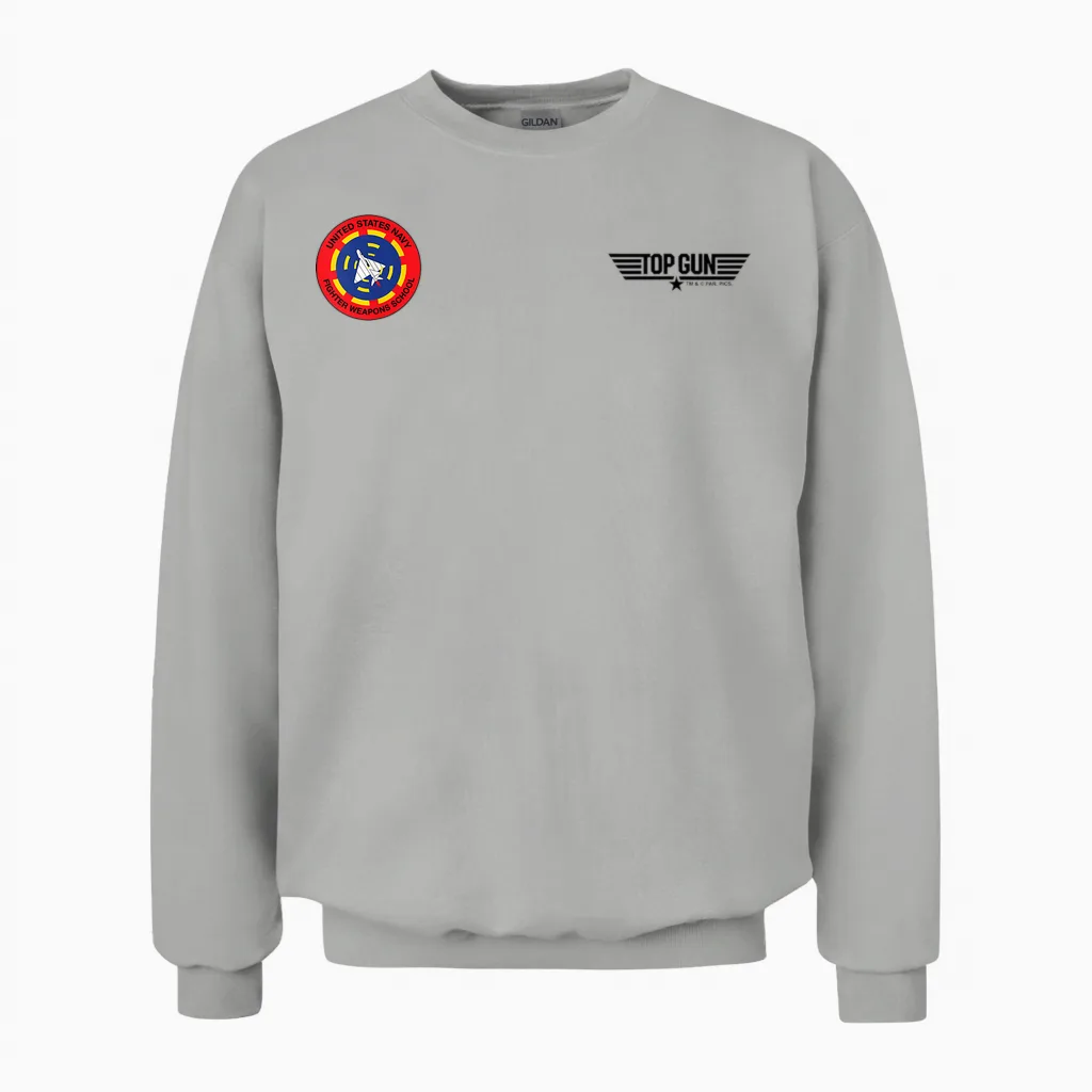Top Gun Us Navy Fighter Weapons School T-Shirt Badge Unisex Sweatshirt in Ash