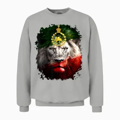 Iranian Flag Gold Lion Head Unisex Sweatshirt - Ash