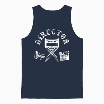 Movie Director Chair and Movie Director Funny T-Shirt, Black, S Unisex Tank Top - Navy