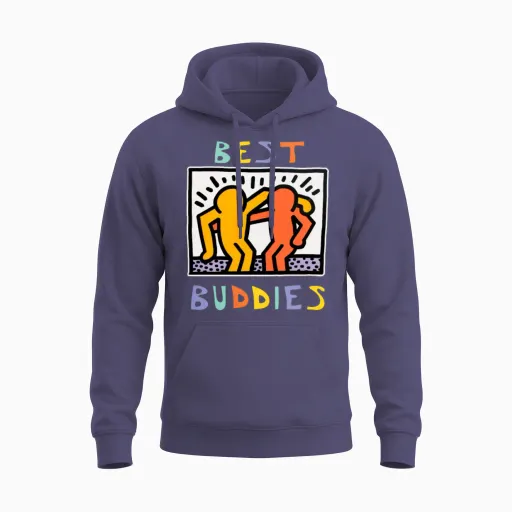Best Buddies Has Landed Unisex Hoodie in Heather Sport Dark Navy