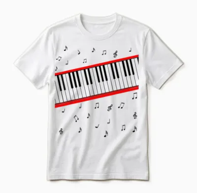 Piano Keys Music Lover Beat It Pianist 1980s Cosplay Costume Unisex T-Shirt - White