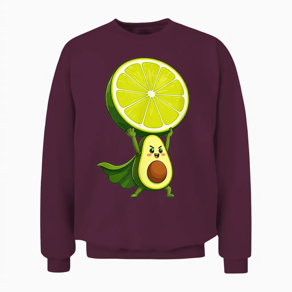 Joli Super-Héros D'avocat Avec Puissance De Tranche De Citron Vert Unisex Sweatshirt in Maroon