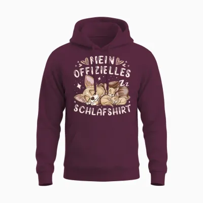Mein Offizielles Schlafshirt, Chihuahua Hund Mit 2 Welpen Unisex Hoodie - Maroon