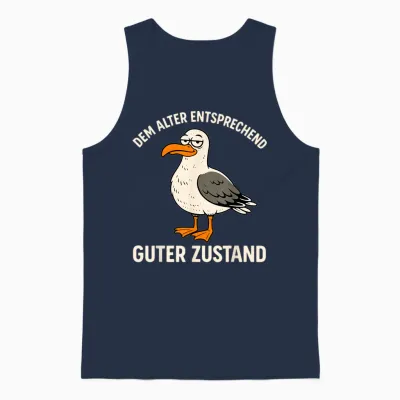 T-Shirt with German Text "dem Alter Entsprechend Guter Zustand - Alter Vogel Seagull Unisex Tank Top - Navy
