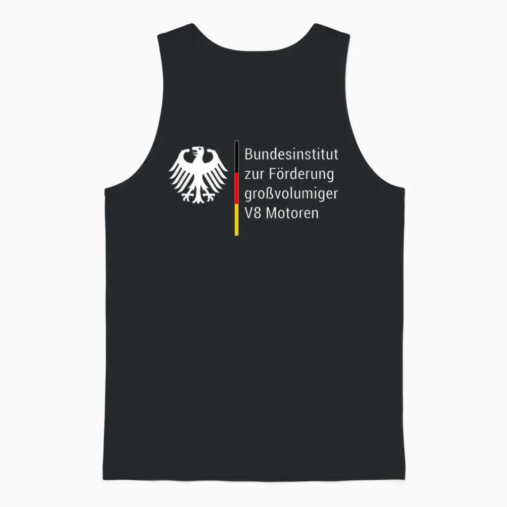 German Federal Institute for the Promotion of Large Volume V8 Motors Tuning T-Shirt, Black Unisex Tank Top in Black