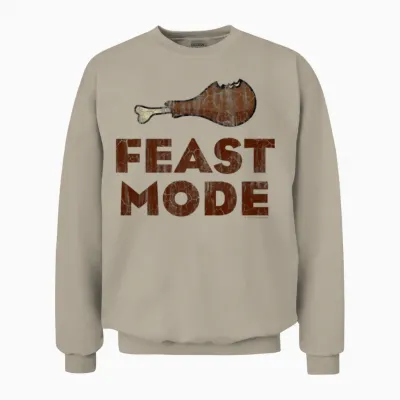 Feast Mode Funny Thanksgiving Unisex Sweatshirt - Sand